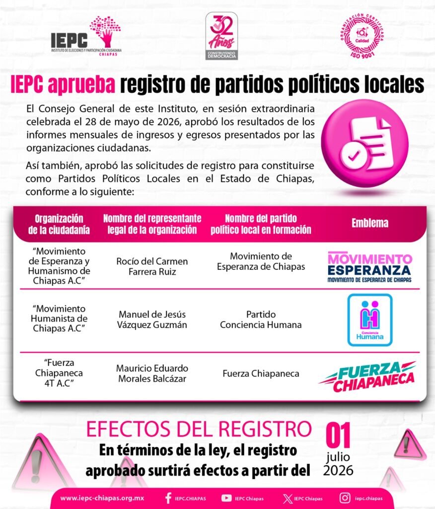 Aprueba Consejo General del IEPC registro de tres partidos políticos locales 1 WhatsApp Image 2026 05 28 at 9.32.53 PM