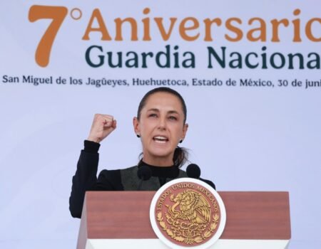 La Guardia Nacional esta haciendo historia gracias a su compromiso los homicidios dolosos se han reducido en 46 Presidenta Claudia Sheinbaum en el 7° Aniversario de la GN3