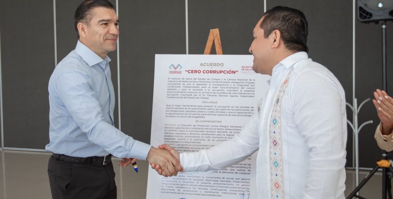 Signan Secretaría de Salud y Canirac convenio para fortalecer la seguridad sanitaria en restaurantes de Chiapas