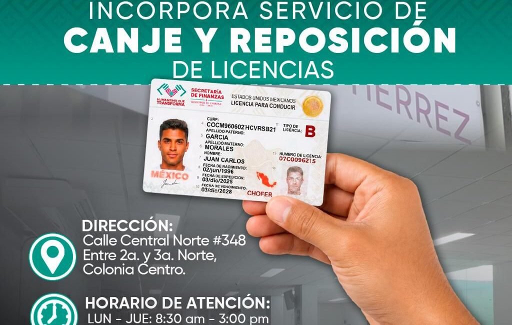 Delegación de Finanzas de Tuxtla Gutiérrez incorpora servicio de canje y reposición de licencias